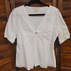 Michael Kors White Cottage Core Peasant Top